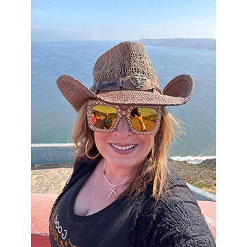 FEISEDY Women Sparkling Crystal Oversized Sunglasses Fashion