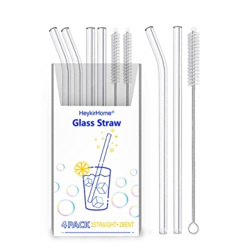 HeykirHome 4-Pack Eco-Friendly Glass Straw Set