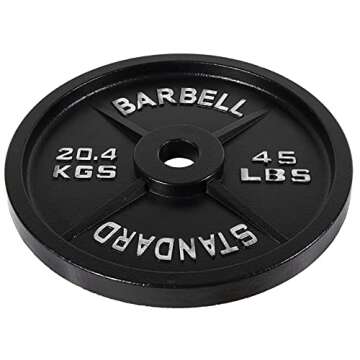 Fitvids Cast Iron Plate Weight Plate for Strength Training and Weightlifting, 2-Inch Center (Olympic), 45LB (Single)