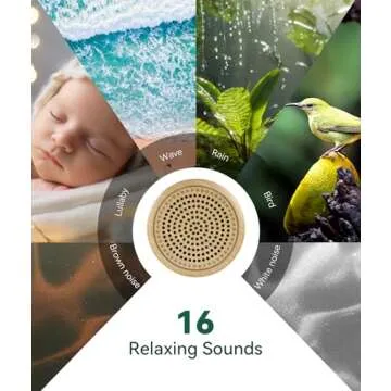 Portable Sound Machine Wood Grain Bundle with White Noise Machine for Adults,16 Soothing Sounds, Noise Canceling for Office&Sleeping, Sound Therapy for Home, Travel