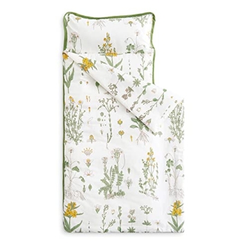 Wake In Cloud - Floral Toddler Nap Mat with Pillow, Easy Care, Portable Comfort