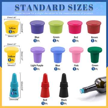 Glarks 13Pcs Silicone Wine Stopper Assortment Kit - Vibrant Reusable Sealers