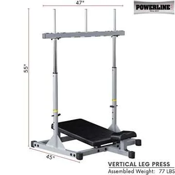 Powerline by Body-Solid (PVLP156X) Vertical Leg Press - Compact, Space-Saving Home Gym Equipment with Extra-Thick Pads for Lower Body Workouts