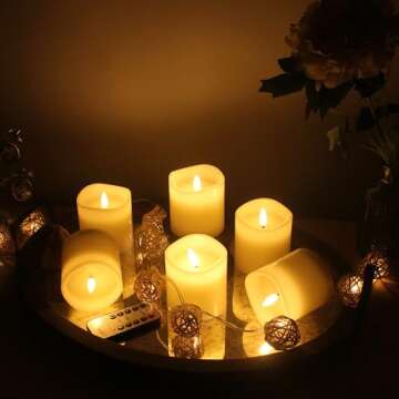 Stonebriar 6 Count Ivory Real Wax 3x3 Flameless LED Pillar Candles with Remote and Timer