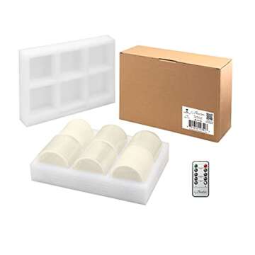 Stonebriar 6 Count Ivory Real Wax 3x3 Flameless LED Pillar Candles with Remote and Timer