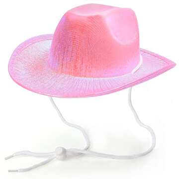 Yewong Pet Neon Sparkly Glitter Space Cowboy Hat Costume Set Dog Cat Metallic Space Shiny Cowboy Hat...