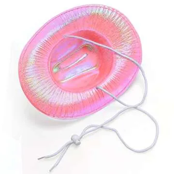 Yewong Pet Neon Sparkly Glitter Space Cowboy Hat Costume Set Dog Cat Metallic Space Shiny Cowboy Hats with Paisley Bandana West Cowboy Accessories for Pets (Metallic Pink) One Size