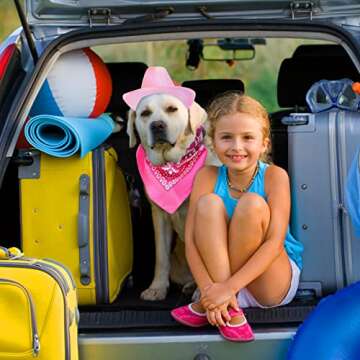 Yewong Pet Neon Sparkly Glitter Space Cowboy Hat Costume Set Dog Cat Metallic Space Shiny Cowboy Hats with Paisley Bandana West Cowboy Accessories for Pets (Metallic Pink) One Size