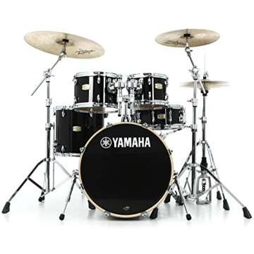 Yamaha 5pc Shell Pack with a 22" Kick 14” Snare Drum in Raven Black for Students and Working Drumm...