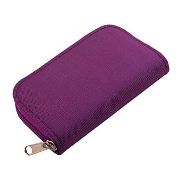 Memory Card Carrying Case, Suitable for SD, SDHC, Micro SD, Mini SD and 4X CF Cards, Card Holder Bag Wallet for Media Storage Organization (Purple)