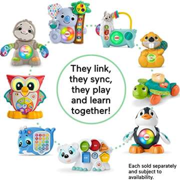 Fisher-Price Baby Learning Toy Linkimals Counting & Colors Peacock with Lights & Music for Infants Ages 9+ Months, Compatible Only with Linkimals Items