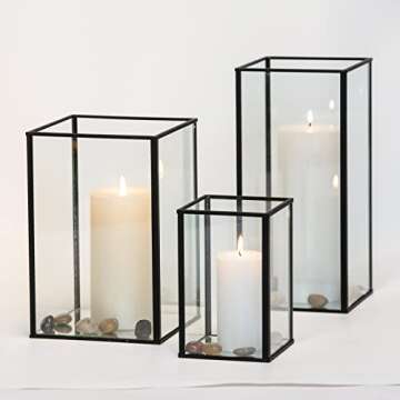 yshengood Elegant 3-Piece Hurricane Candle Holder Set