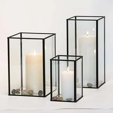 yshengood Elegant 3-Piece Hurricane Candle Holder Set