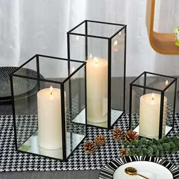 yshengood Elegant 3-Piece Hurricane Candle Holder Set