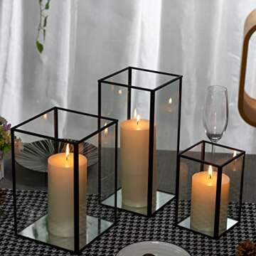 yshengood Elegant 3-Piece Hurricane Candle Holder Set
