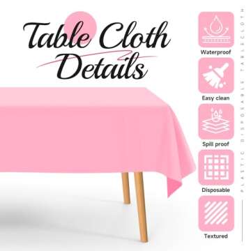 BEFANS 10 Pcs Plastic Tablecloth, 54 * 108 Inch Disposable Tablecloths for Rectangle Tables, Pink Table Cover for Christmas Party, Birthday Party, Wedding Decorations