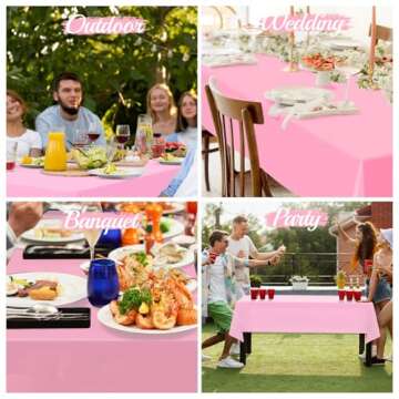 BEFANS 10 Pcs Plastic Tablecloth, 54 * 108 Inch Disposable Tablecloths for Rectangle Tables, Pink Table Cover for Christmas Party, Birthday Party, Wedding Decorations