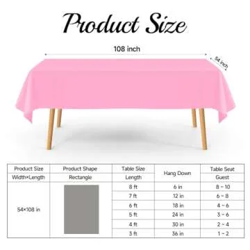 BEFANS 10 Pcs Plastic Tablecloth, 54 * 108 Inch Disposable Tablecloths for Rectangle Tables, Pink Table Cover for Christmas Party, Birthday Party, Wedding Decorations