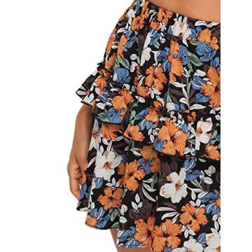 Floerns Women's Floral Two Piece Crop Top & Skirt Set