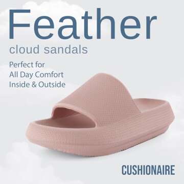 CUSHIONAIRE Feather Slides – Comfortable Cloud Cushion House Slippers for Women, Indoor Outdoor EV...