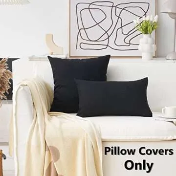 Home Brilliant Set of 2 Decorative Lined Linen Euro Shams Couch Throw Pillows Large Pillow Covers, 2...