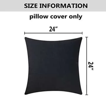 Home Brilliant Set of 2 Decorative Lined Linen Euro Shams Couch Throw Pillows Large Pillow Covers, 24x24 inch(60x60cm), Black