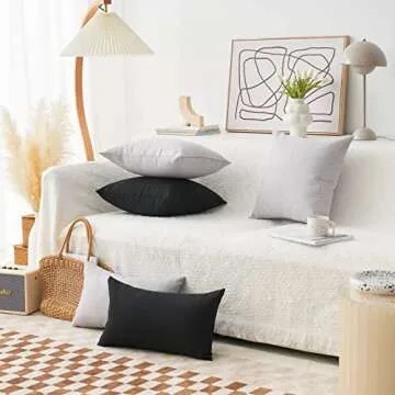 Home Brilliant Set of 2 Decorative Lined Linen Euro Shams Couch Throw Pillows Large Pillow Covers, 24x24 inch(60x60cm), Black