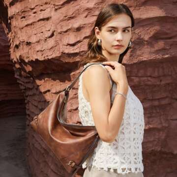 BOSTANTEN Women Purse and Handbag Vegan Leather Shoulder Hobo Bags with Multi Pockets and Removable Strap Browm 2024