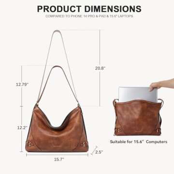BOSTANTEN Women Purse and Handbag Vegan Leather Shoulder Hobo Bags with Multi Pockets and Removable Strap Browm 2024