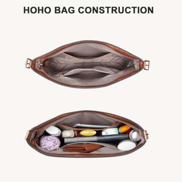 BOSTANTEN Women Purse and Handbag Vegan Leather Shoulder Hobo Bags with Multi Pockets and Removable Strap Browm 2024