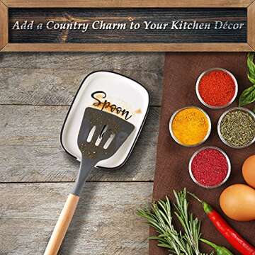 Ceramic Spoon Rest for Stove Top, Large Spoon Holder, Spoon Rest for Kitchen Counter, White Coffee S...