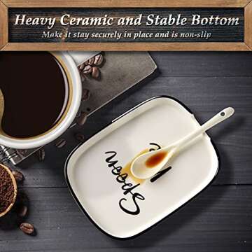 Ceramic Spoon Rest for Stove Top, Large Spoon Holder, Spoon Rest for Kitchen Counter, White Coffee Spoon Rest, Heat-Resistant Cooking Utensil Rest, Modern Farmhouse Kitchen Décor
