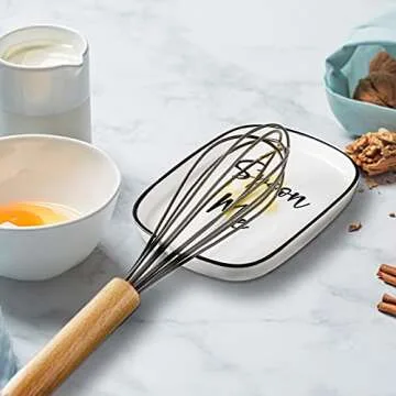 Ceramic Spoon Rest for Stove Top, Large Spoon Holder, Spoon Rest for Kitchen Counter, White Coffee Spoon Rest, Heat-Resistant Cooking Utensil Rest, Modern Farmhouse Kitchen Décor