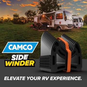Camco Sidewinder RV Sewer Support Made from Sturdy Lightweight Plastic Curve Around Obstacles and Won't Creep Closed 15 Feet Black (43041)