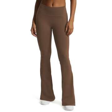 Aoxjox Flare Leggings for Women Trinity Tummy Control High Waisted Wide Leg Yoga Pants 33" (Fudge Co...