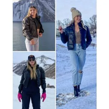 Ailoqing Faux Leather Puffer Jacket for Women - Warm & Stylish