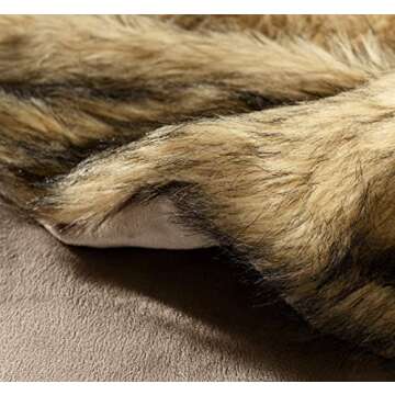 Luxury Plush Faux Fur Throw Blanket, Long Pile Golden Yellow with Black Tipped Blanket, Super Warm, Fuzzy, Elegant, Fluffy Decoration Blanket Scarf for Sofa, Armchair, Couch and Bed, 60''x 80''