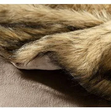 Luxury Plush Faux Fur Throw Blanket, Long Pile Golden Yellow with Black Tipped Blanket, Super Warm, Fuzzy, Elegant, Fluffy Decoration Blanket Scarf for Sofa, Armchair, Couch and Bed, 60''x 80''