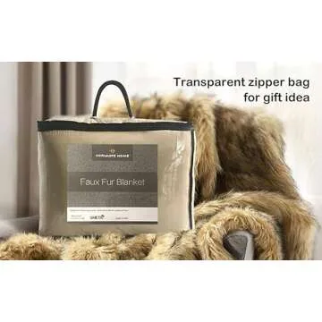 Luxury Plush Faux Fur Throw Blanket, Long Pile Golden Yellow with Black Tipped Blanket, Super Warm, Fuzzy, Elegant, Fluffy Decoration Blanket Scarf for Sofa, Armchair, Couch and Bed, 60''x 80''