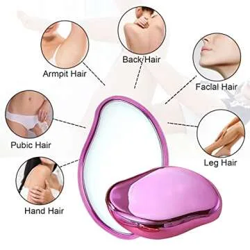 Crystal Hair Eraser, Crystal Hair Remover Painless Exfoliation, Quick and Easy Painless Hair Removal Tool for Arms Legs and Back, Portable Mild Hair Remover, Reusable & Washable - Dark Pink