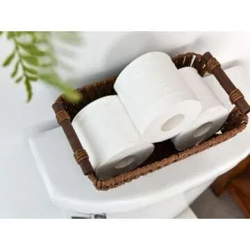 StorageWorks Handwoven Small Wicker Baskets, Round Paper Rope Storage Baskets with Wooden Handles, Dark Brown, 2-Pack