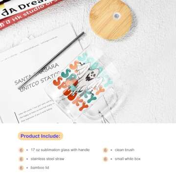 AGH Sublimation Glass Cups with Lids and Straws