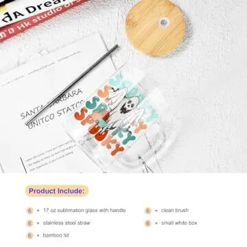 AGH Sublimation Glass Cups with Lids and Straws