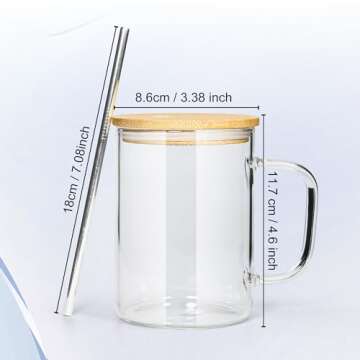 AGH Sublimation Glass Cups with Lids and Straws