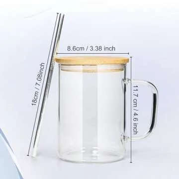 AGH Sublimation Glass Cups with Lids and Straws