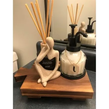 COKOKERT Wood Pedestal Soap Stand for Kitchen or Bathroom