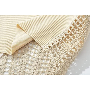 Efvandoloe Sexy Hollow Out Knitted Women's Tank Top Beige
