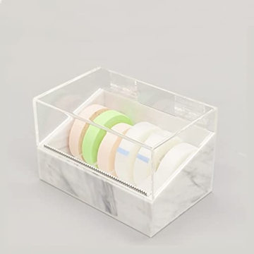 Dust-Proof False Eyelash Tape Cutter Acrylic Multi-Grids Tapes Storage Box False Eyelash Tape Dispenser Acrylic Clamshell Tapes Storage Box-Holding Up to 6 Rolls (White)