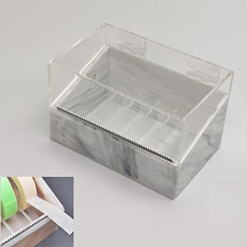 Dust-Proof False Eyelash Tape Cutter Acrylic Multi-Grids Tapes Storage Box False Eyelash Tape Dispenser Acrylic Clamshell Tapes Storage Box-Holding Up to 6 Rolls (White)