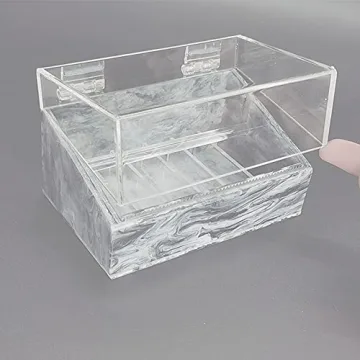 Dust-Proof False Eyelash Tape Cutter Acrylic Multi-Grids Tapes Storage Box False Eyelash Tape Dispenser Acrylic Clamshell Tapes Storage Box-Holding Up to 6 Rolls (White)